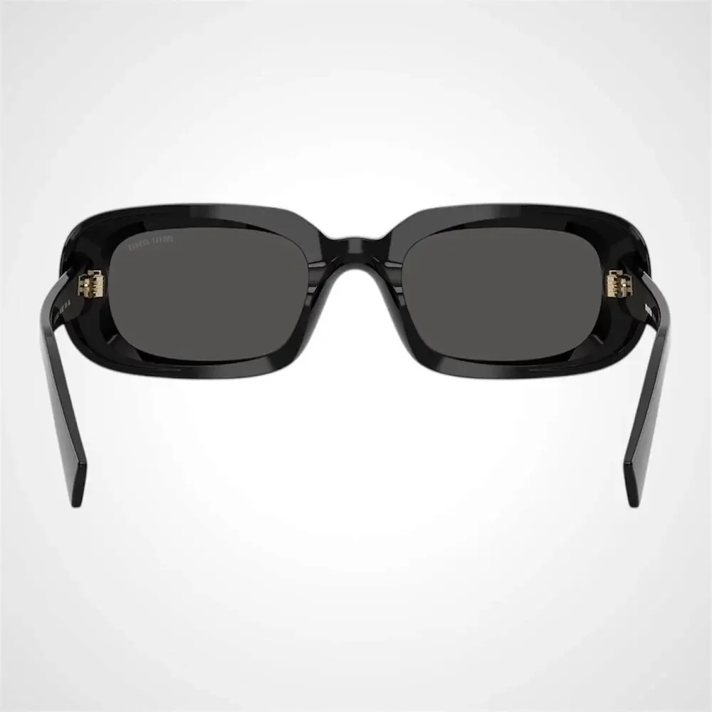 New MIU MIU Sunglasses Black Rectangle Reverie Womens Gray Lens Authentic